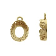 Pendente ovale lavorato per cabochon fondo piatto 10x8 mm Placcato Oro 3 micron x1|raw }}