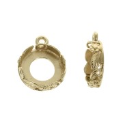 Pendente rotondo lavorato per cabochon fondo piatto 10 mm - Placca. Oro 3 micronx1|raw }}