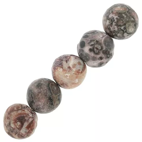 Perle rotonde in pietra gemma 8 mm - Jaspe Leopardo x10