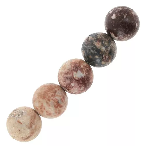 Perle rotonde in pietra gemma 10 mm - Jaspe Leopardo x5