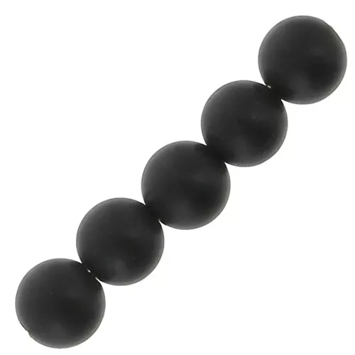 Perlin rotonde 4 mm in pietra gemma Agata nera Mat x20