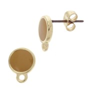 Orecchini rotondo in resina epossidica con anello 11.5x9 mm - Dorato con oro fino - Mostarda x2|raw }}