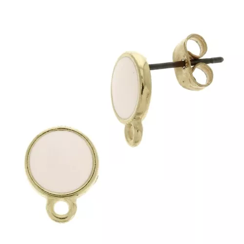 Orecchini rotondo in resina epossidica con anello 11.5x9 mm - Dorato con oro fino - Nude x2