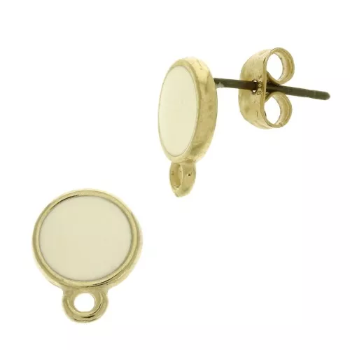 Orecchini rotondo in resina epossidica con anello 11.5x9 mm - Dorato con oro fino - Pastel Yellow x2