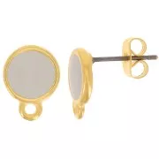 Orecchini rotondo in resina epossidica con anello 11.5x9 mm- Dorato Taupe x2