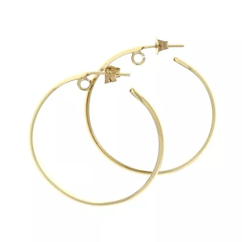 Orecchini filo mezzo-gionco con anello aperto - 37 mm dorato con oro fino x2