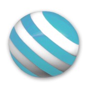 Perla tonda rigata mm. 14 Aqua/Bianco x1|raw }}