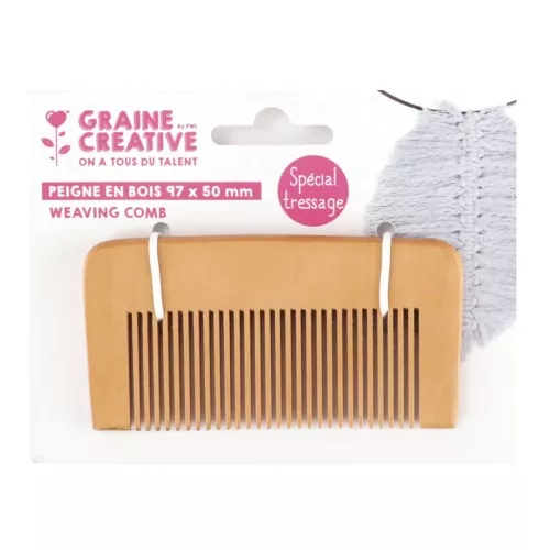 Pettine in legno speciale intreccio e macramé 97x50 mm - Naturale x1