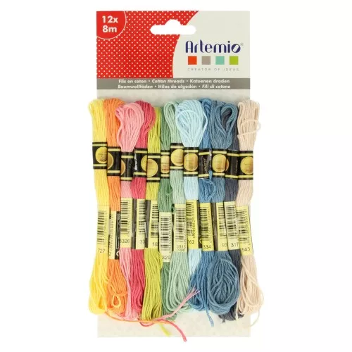Assortimento 12 matassine per bracciale brasiliano & ricamo - Pastello x1