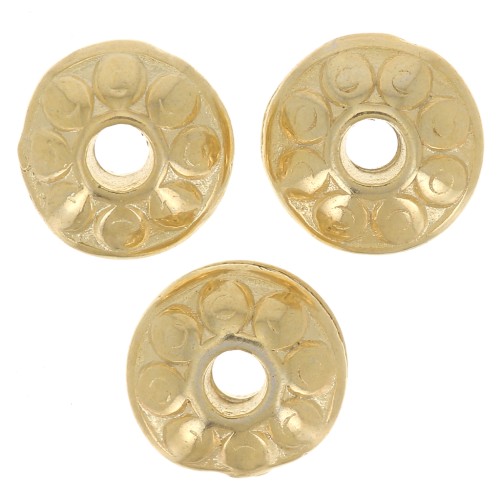 Perle rotonde appiattite in zamac 7 mm - Dorato con oro fino x4