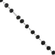 Catena con perle facettées in vetro 3 mm in Acciaio inossidabile - Nero x1m