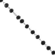 Catena con perle facettées in vetro 3 mm in Acciaio inossidabile - Nero x1m
