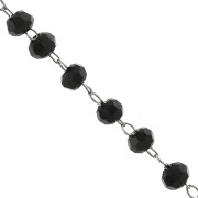 Catena con perle facettées in vetro 3 mm in Acciaio inossidabile - Nero x1m