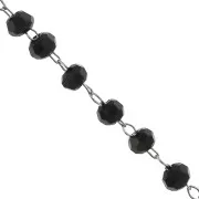Catena con perle facettées in vetro 3 mm in Acciaio inossidabile - Nero x1m