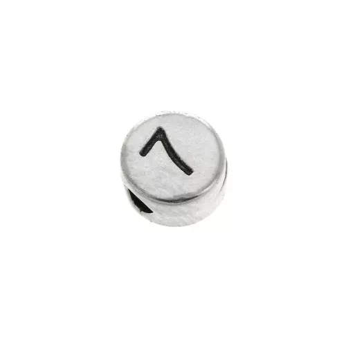 Perlina lettere dell'alfabeto rotondo in metallo 7 mm -7- Argentato invecchiato x1