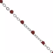 Catena con perle in resina epossidica 2 mm - Acciaio inossidabile - Rosso x1m