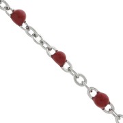 Catena con perle in resina epossidica 2 mm - Acciaio inossidabile - Rosso x1m