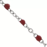 Catena con perle in resina epossidica 2 mm - Acciaio inossidabile - Rosso x1m