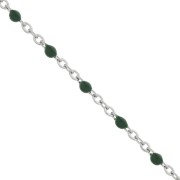 Catena con perle in resina epossidica 2 mm - Acciaio inossidabile -Verde scuro x1m