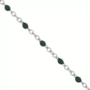 Catena con perle in resina epossidica 2 mm - Acciaio inossidabile -Verde scuro x1m
