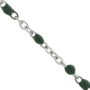 Catena con perle in resina epossidica 2 mm - Acciaio inossidabile -Verde scuro x1m