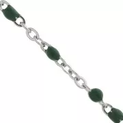 Catena con perle in resina epossidica 2 mm - Acciaio inossidabile -Verde scuro x1m