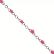 Catena con perle in resina epossidica 2 mm - Acciaio inossidabile - Rosa x1m
