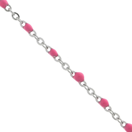 Catena con perle in resina epossidica 2 mm - Acciaio inossidabile - Rosa x1m
