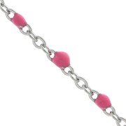 Catena con perle in resina epossidica 2 mm - Acciaio inossidabile - Rosa x1m