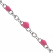 Catena con perle in resina epossidica 2 mm - Acciaio inossidabile - Rosa x1m