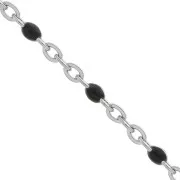 Catena con perle in resina epossidica 2 mm - Acciaio inossidabile - Nero x1m