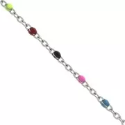 Chaîne avec perles en résine époxy 2 mm - Acier inoxydable 304 - Multicolore Fluo x1m