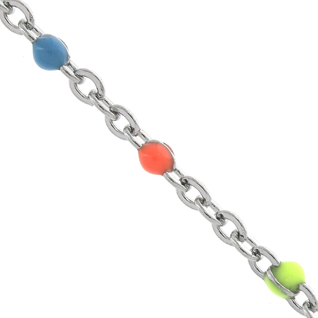 Collana Catena A Sfere Epossidiche Nere – 24 Perline Da 2.4mm, Acciaio Inox (Lunghezza 24 Pollici)