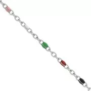 Chaîne avec perles en résine époxy 2 mm - Acier inoxydable 304 - Multicolore x1m