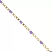 Catena con perle in resina epossidica 2 mm - Acciaio inossidabile Dorato-Viola x1m