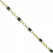 Catena con perle in resina epossidica 2 mm-Acciaio inossidabile Dorato-Verde x1m