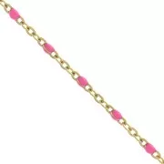 Catena con perle in resina epossidica 2 mm - Acciaio inossidabile Dorato -Rosa x1m