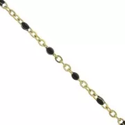 Catena con perle in resina epossidica 2 mm - Acciaio inossidabile Dorato - Nero x1m