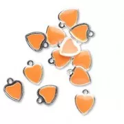 Ciondolo cuore smaltato epossi mm. 9 Arancio x1