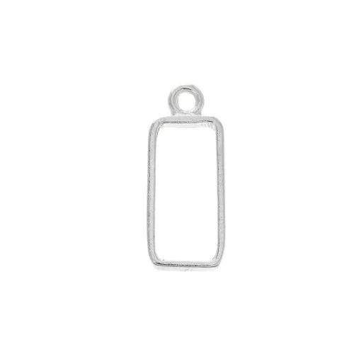 Pendente rettangolare per resina UV e pasta polimerica 25x10 mm -Placcatura in Argento finx1