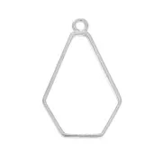 Pendente esagonale per resina UV e pasta polimerica 35x22,5 mm-Placcatura argento finex1
