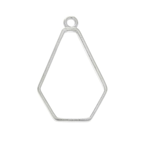 Pendente esagonale per resina UV e pasta polimerica 35x22,5 mm-Placcatura argento finex1