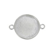Distanziatore tondo aggraffato per cabochon a fondo piatto 20 mm - Placcatura in Argento fine|raw }}