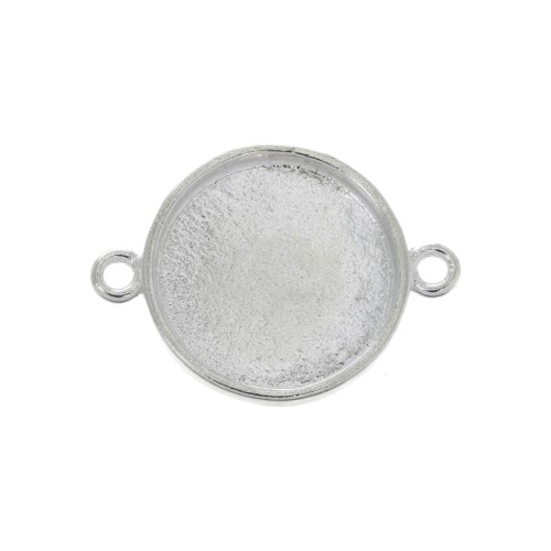 Distanziatore tondo aggraffato per cabochon a fondo piatto 20 mm - Placcatura in Argento fine