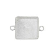 Distanziatore quadrato aggraffato per cabochon 30x20.5mm - Placcatura in Argento x1|raw }}