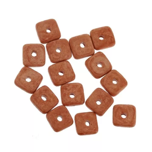 Rondelle Heishi in ceramica 6.3 mm -Arancia Corallo mat x20