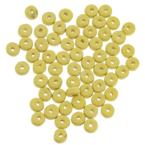 Perla in ceramica Heishi 5,3x2,5 mm - Giallo lime opaco x30