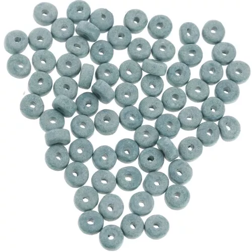 Perla in ceramica Heishi 5,3x2,5 mm - Blu grigio mat x30