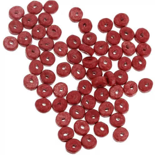 Perle in ceramica Heishi 5,3x2,5 mm - Rosso opaco x30