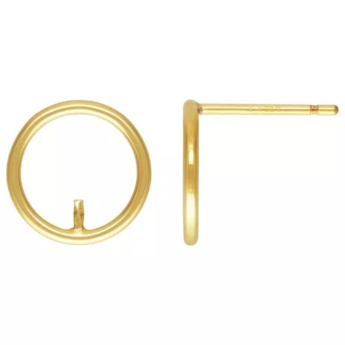 Chiodi di orecchie cerchio scavato 10 mm per pietra semi-forate - Gold Filled x2